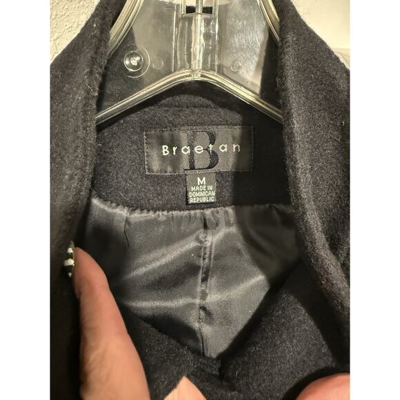 Braetan Women's Warm Wool Blend Black 6 Button Up Pea Coat Jacket Size Medium - Picture 6 of 10